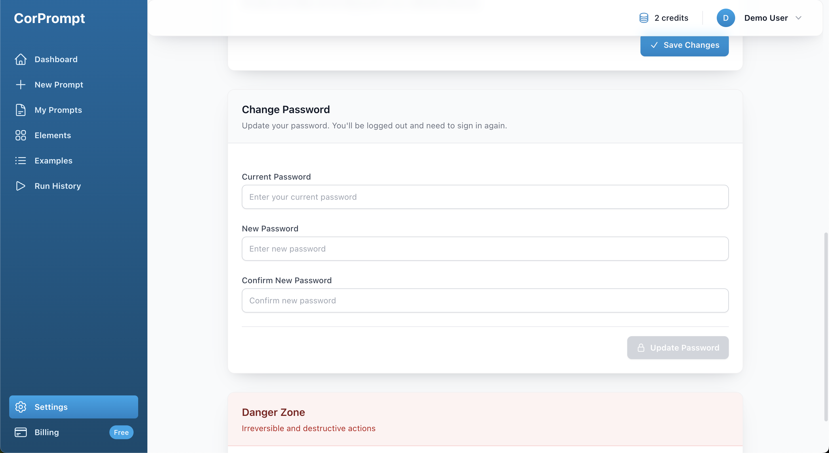 Change Password Form
