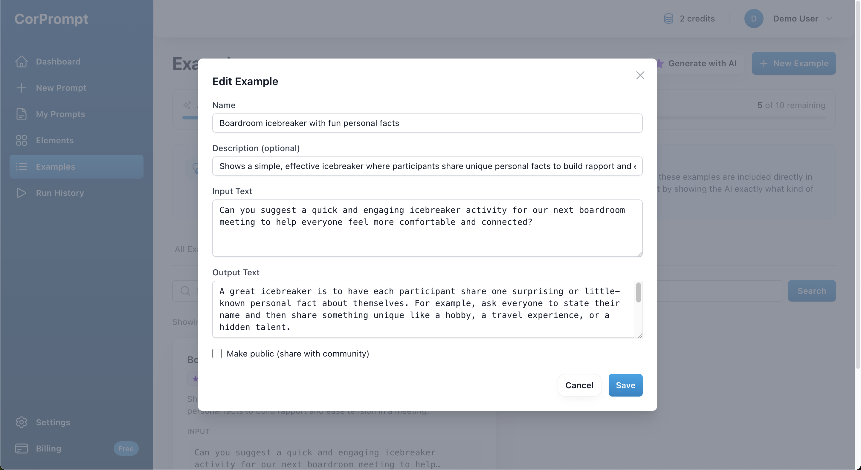 Generated Example Preview