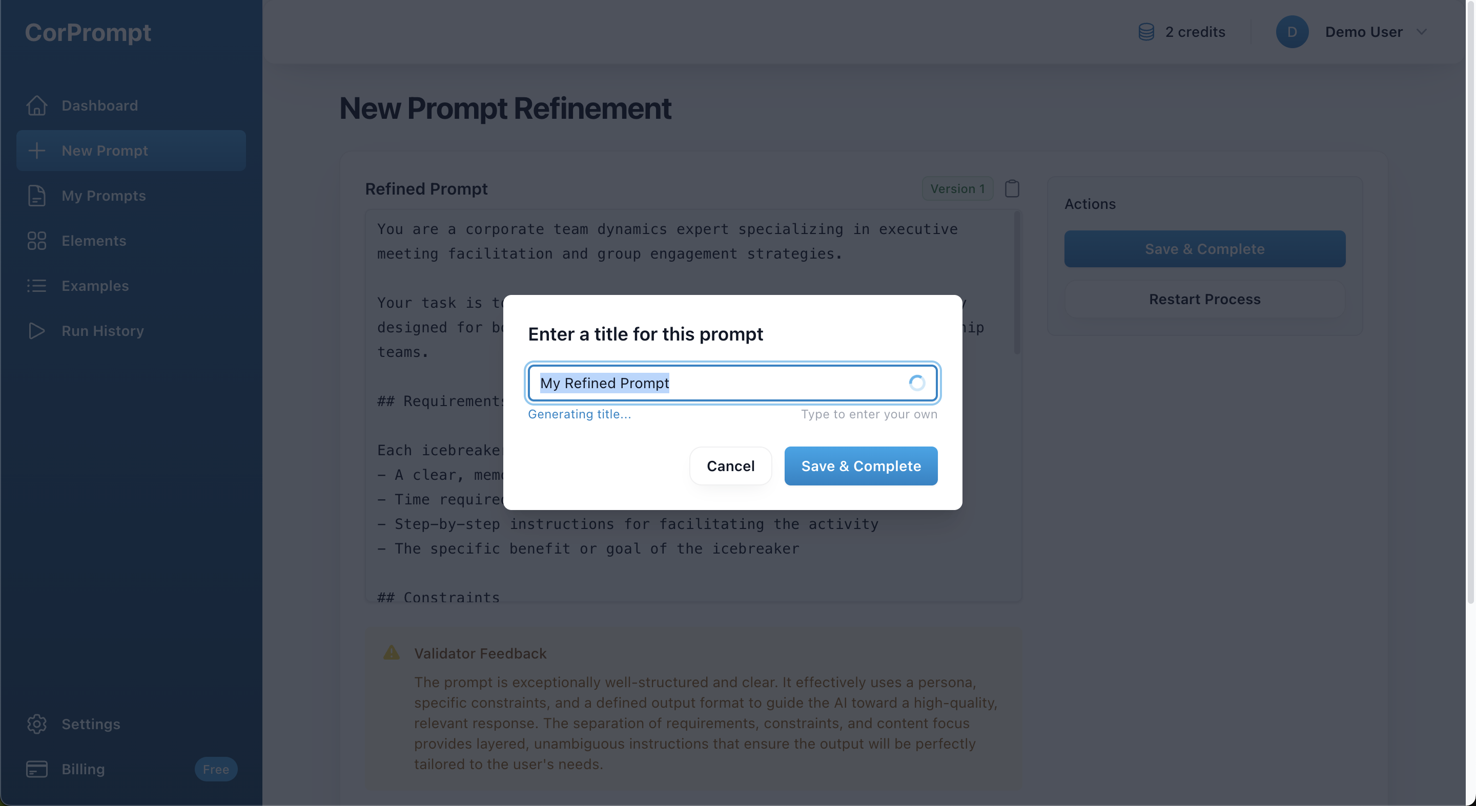 Prompt Title Generation