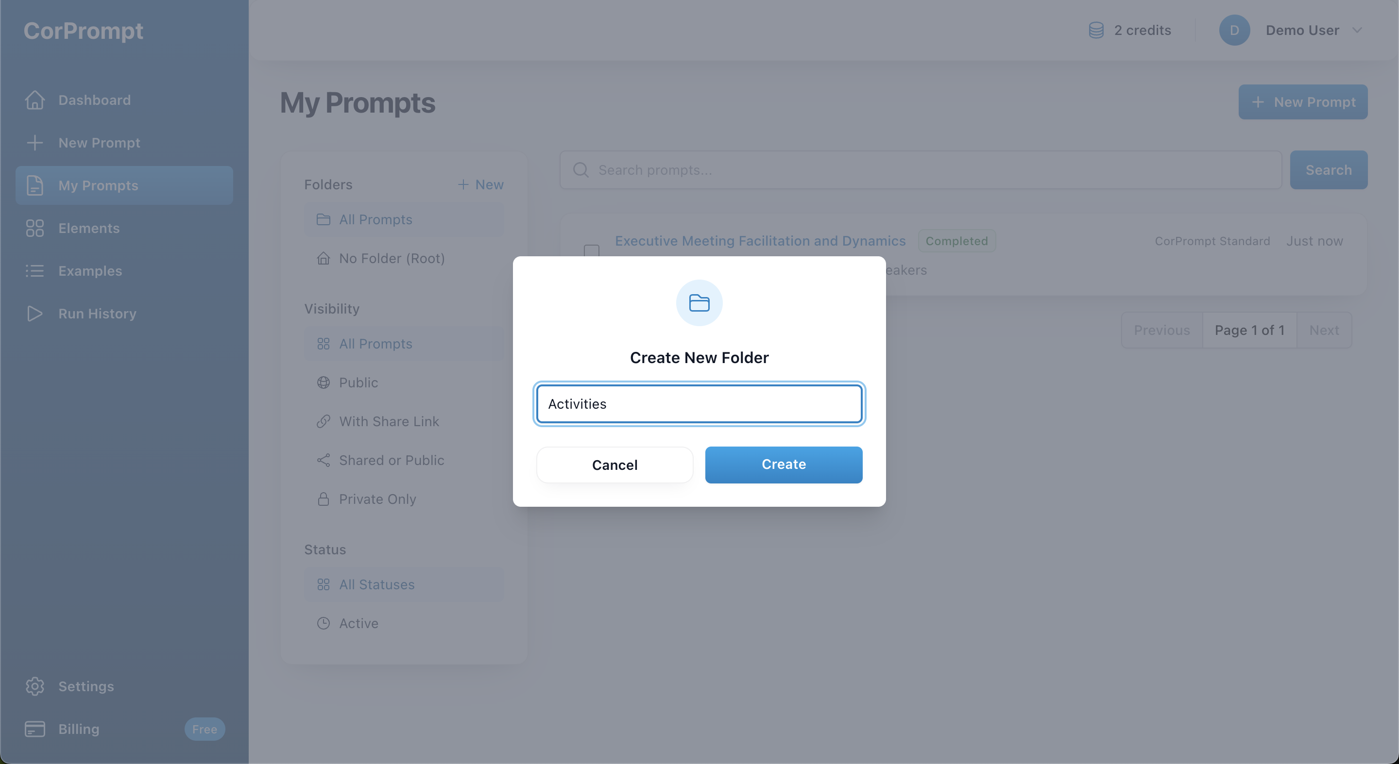 Create New Folder Form
